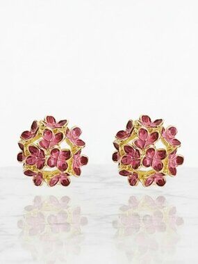Ladies  Red Flower Pendant Earrings